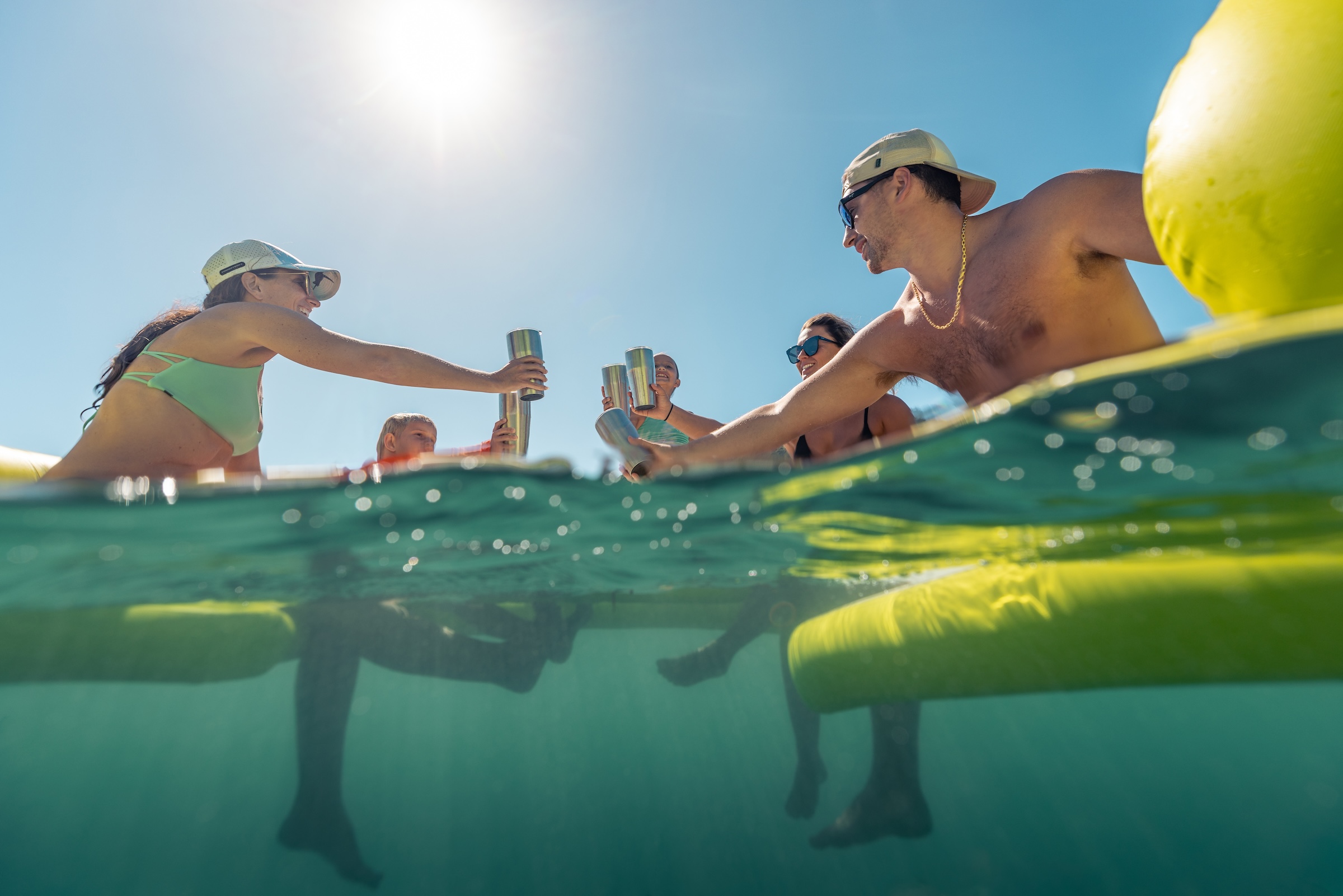 guests at lime out enjoying a drink on st john